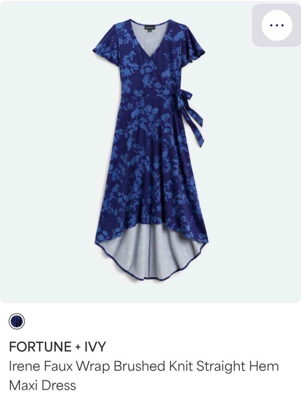 Fortune + Ivy Blue Floral Faux Wrap Maxi Dress
